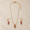 Rose Charm Pendant Set with Matching Earrings