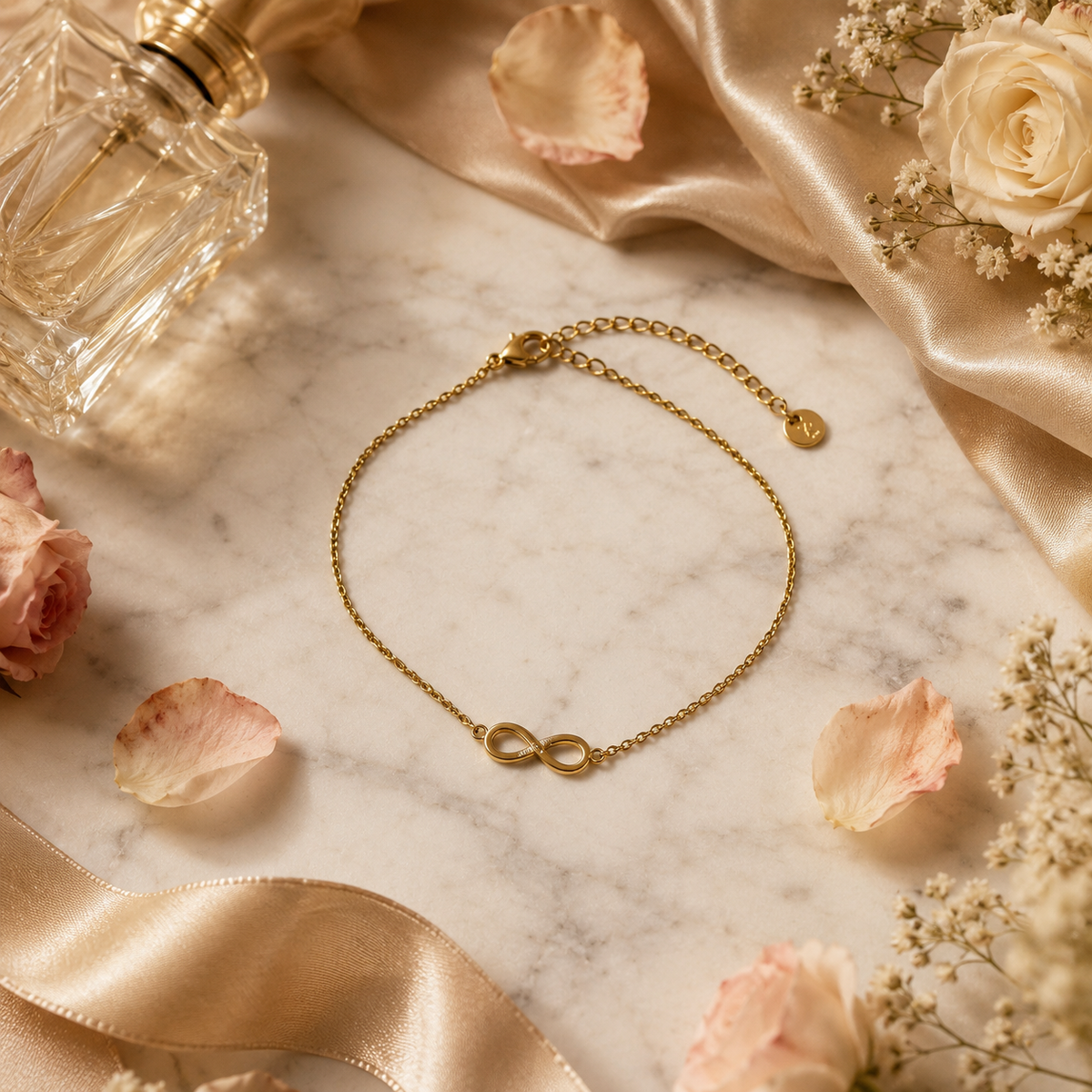 Vervit Infinity Anklet for Daily Wear – Gold Finish, Single Piece