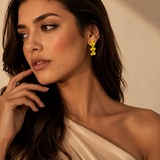 Vervit Solara Bloom Yellow Floral Drop Earrings