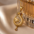 Golden Paisley Pendant Set with Matching Earrings