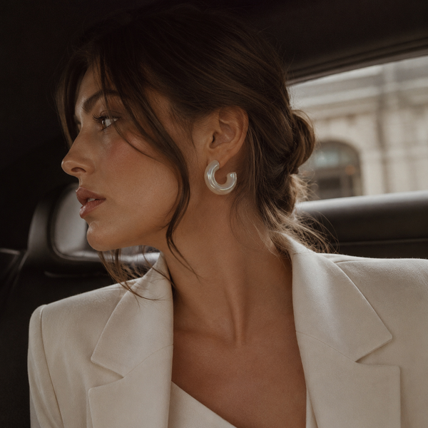 Pearlescent Chunky Hoop Earrings for Brunch & Travel | VERVIT
