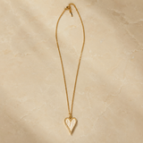 Vervit Gold-Tone Heart Pendant Necklace for Women – Ivory Centre Detail