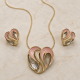 Vervit Abstract Heart Necklace Set for Festive Wear – Gold Finish, Necklace with Earrings