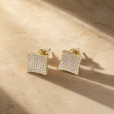 Vervit Gold-Tone Square Stud Earrings for Women – Pavé Stone Detail, Pair of 2