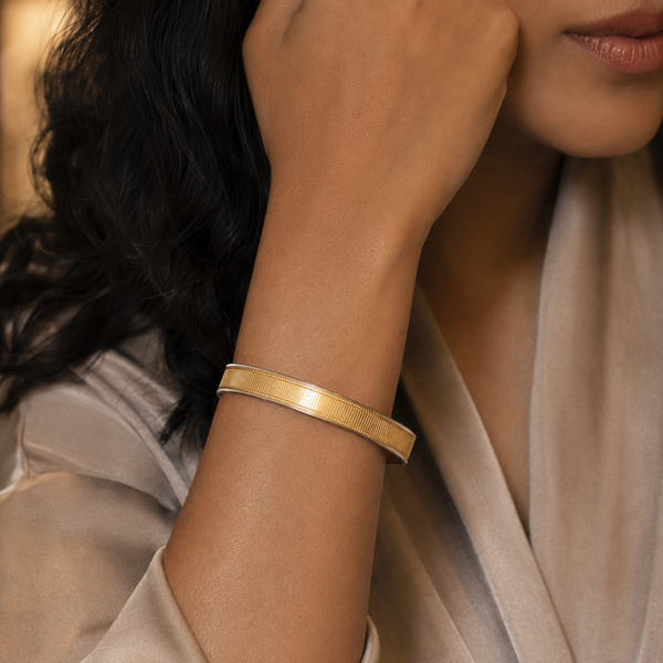 Vervit Gleam Line Gold-Tone Bangle Set of 2
