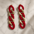 Vervit Rouge Chain Gold-Tone Red Drop Earrings