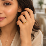 Vervit Crystal Band Ring for Daily Wear – Gold Finish, Single Piece