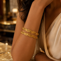VERVIT Gold Plated Leaf Link Bangles for Women
