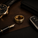 Vervit Men’s Greek Pattern Ring for Daily Wear – Gold Finish, Single Piece