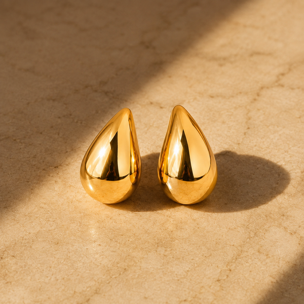 Vervit Gold-Tone Teardrop Stud Earrings for Women – Pair of 2