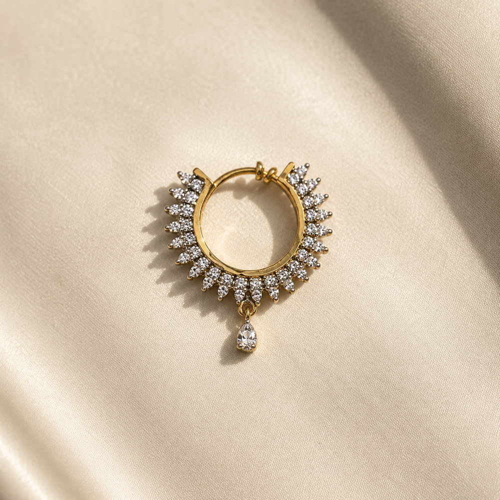 Golden Crystal Hoop Nose Ring