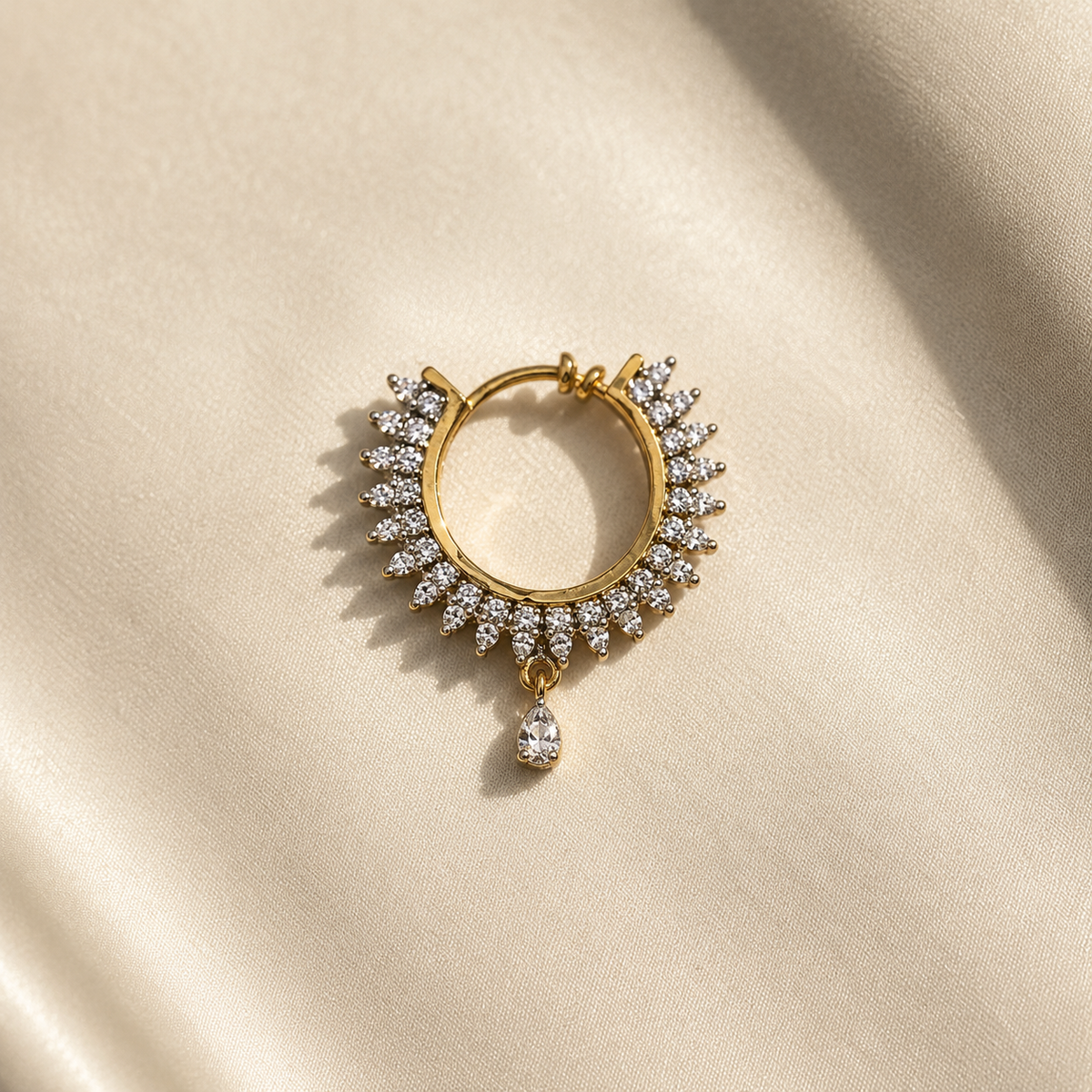 Golden Crystal Hoop Nose Ring