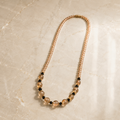 Champagne Beaded Necklace with Black Accent Details
