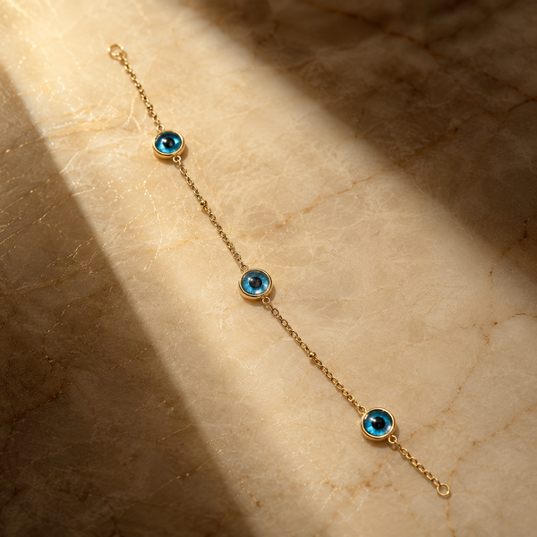 Vervit Blue Eye Anklet for Daily Wear – Gold Finish, Single Piece