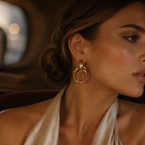 Rose Gold Interlock Hoop Earrings