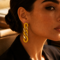 Vervit Soleil Chain Gold-Tone Yellow Drop Earrings