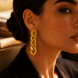 Vervit Soleil Chain Gold-Tone Yellow Drop Earrings