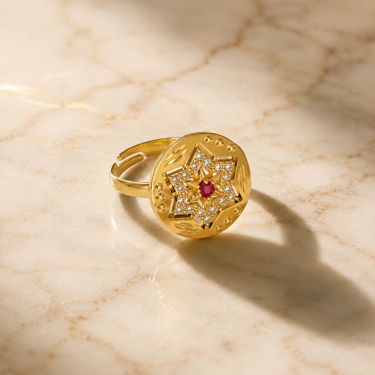 Golden Star Ruby Statement Ring