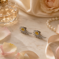 Vervit Citrine Wing Silver-Tone Stud Earrings