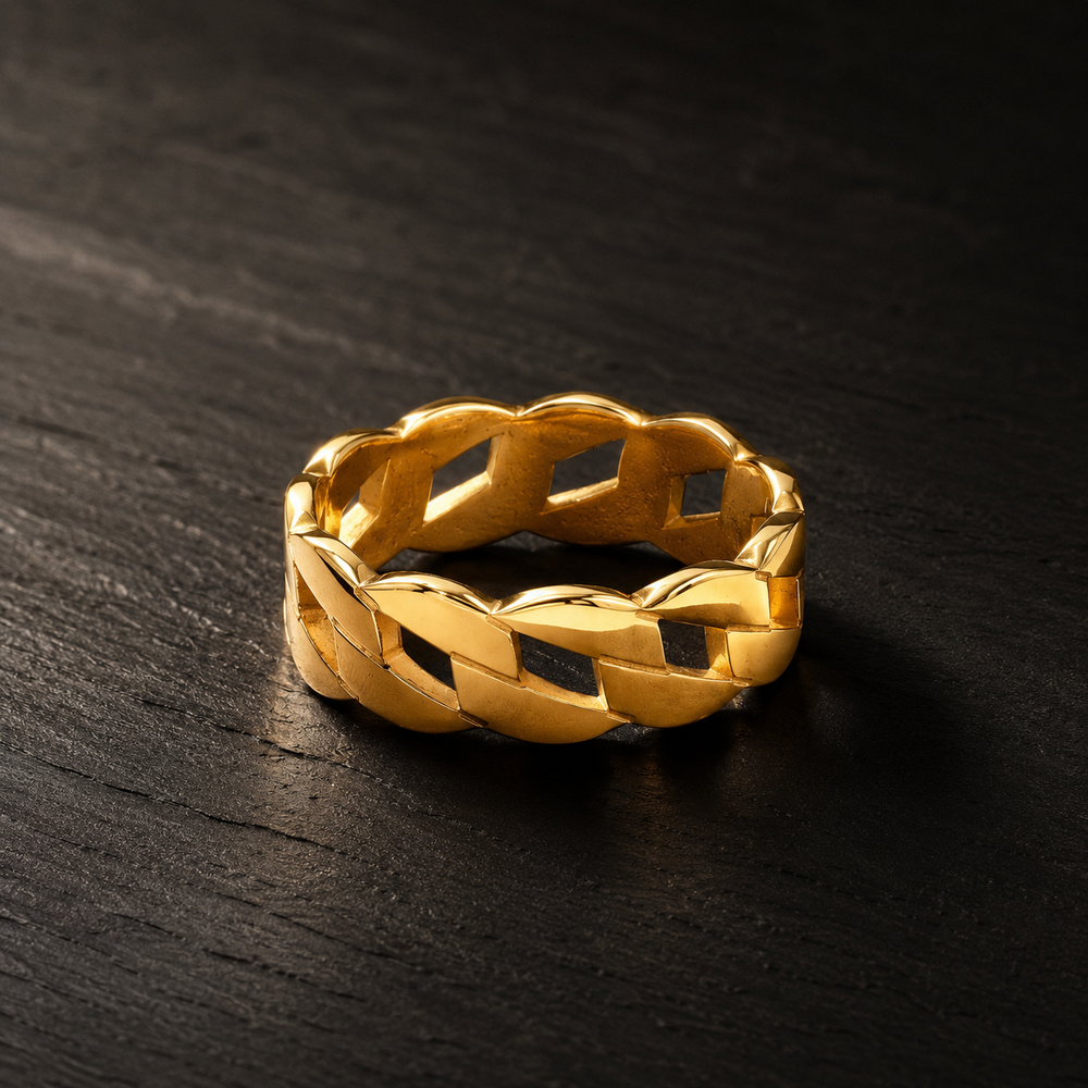 Men’s Gold-Toned Cuban Link Band Ring