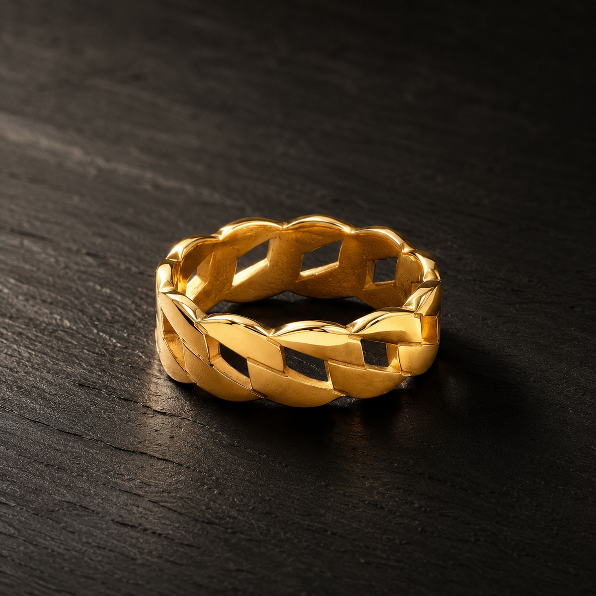 Men’s Gold-Toned Cuban Link Band Ring