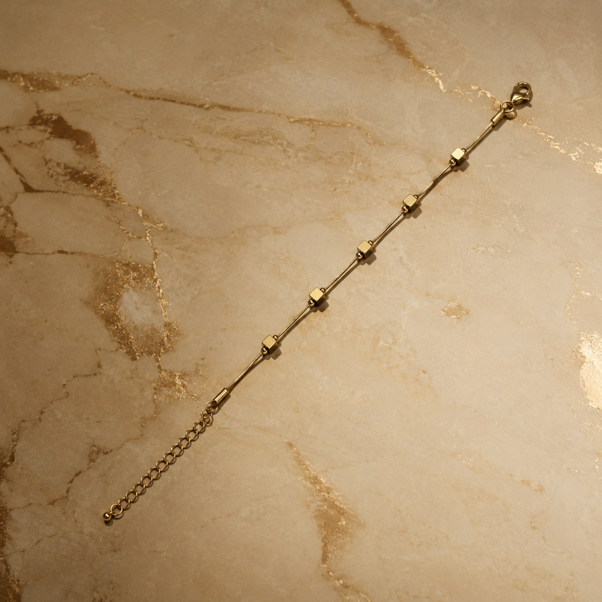 Vervit Cube Detail Bracelet for Daily Wear – Gold Finish, Single Piece