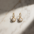 Vervit Gold-Tone Pearl Drop Earrings for Women – Stone Border Design, Pair of 2