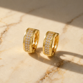 Vervit Gold-Tone Hoop Earrings for Women – Clear Stone Detail, Pair of 2