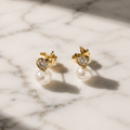 Gold Heart Pearl Drop Earrings for Festive Elegance | VERVIT