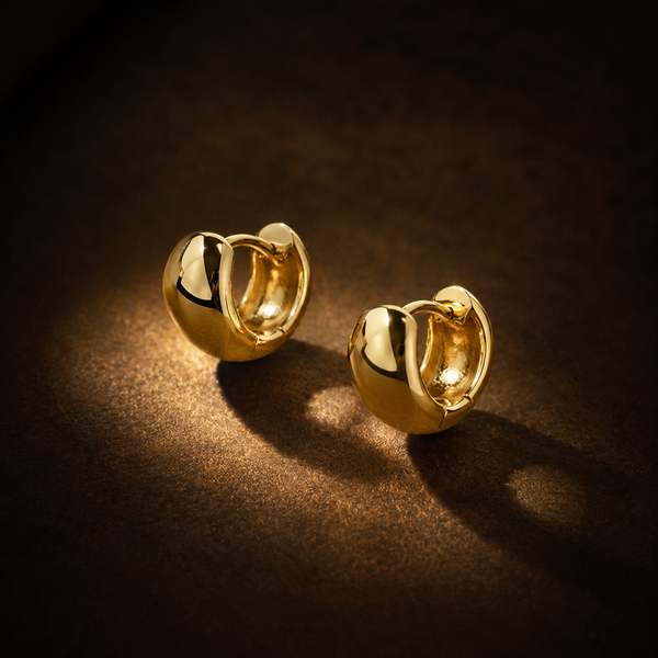 Vervit Gold-Tone Huggie Hoop Earrings for Women – Minimal Design, Pair of 2