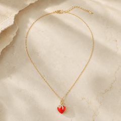 Vervit Strawberry Charm Pendant Necklace for Women – Gold Finish, Single Piece