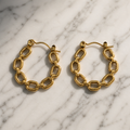 Vervit Elara Link Gold-Tone Chain Hoop Earrings