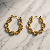 Vervit Elara Link Gold-Tone Chain Hoop Earrings