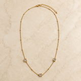 Golden Square Stone Station Necklace