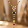 Rainbow Heart Drop Pendant Necklace