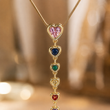 Rainbow Heart Drop Pendant Necklace