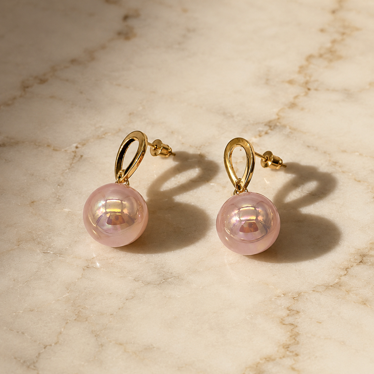 Pink Pearl Drop Earrings