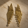 Vervit Gold-Tone Long Drop Earrings for Women – Teardrop Detail, Pair of 2