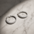 Vervit Silver-Tone Hoop Earrings for Women – Clear Stone Detail, Pair of 2