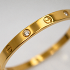 Vervit Gold Crystal Screw Motif Bangle for Women – 18K Gold-Plated PVD Finish, Anti-Tarnish 316L Stainless Steel