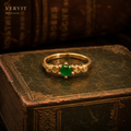 Vervit Gold Green Stone Ring for Women – 18K Gold Plated 316L Stainless Steel