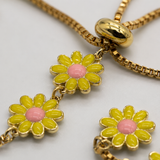 Vervit Gold Daisy Flower Adjustable Bracelet for Women – 18K Gold Plated 316L Stainless Steel