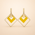 Vervit Geometric Drop Earrings for Women – 18K Gold Plated 316L Stainless Steel with Yellow Enamel Accent