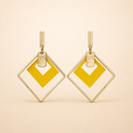 Vervit Geometric Drop Earrings for Women – 18K Gold Plated 316L Stainless Steel with Yellow Enamel Accent