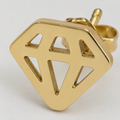 Vervit Gold Diamond Motif Stud Earrings for Women – 18K Gold Plated 316L Stainless Steel