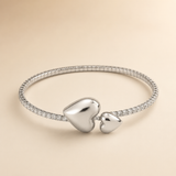 Vervit Silver Double Heart Open Bangle for Women – Anti-Tarnish 316L Stainless Steel