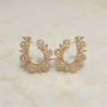 Vervit Gold Floral Open Hoop Earrings for Women – 18K Gold-Plated 316L Stainless Steel