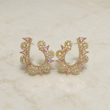 Vervit Gold Floral Open Hoop Earrings for Women – 18K Gold-Plated 316L Stainless Steel