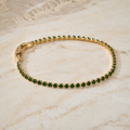 Vervit Gold Green Tennis Bracelet for Women – 18K Gold-Plated PVD Finish, Anti-Tarnish 316L Stainless Steel