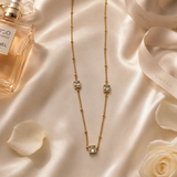 Golden Square Stone Station Necklace